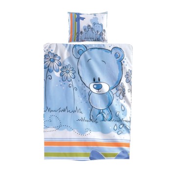 Beding set 5 pc. /Sheet, pillow case, pillow, duvet and duvet cover/ blue bear