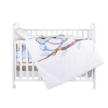 Beding set 5 pc. /Sheet, pillow case, pillow, duvet and duvet cover/ blue owl