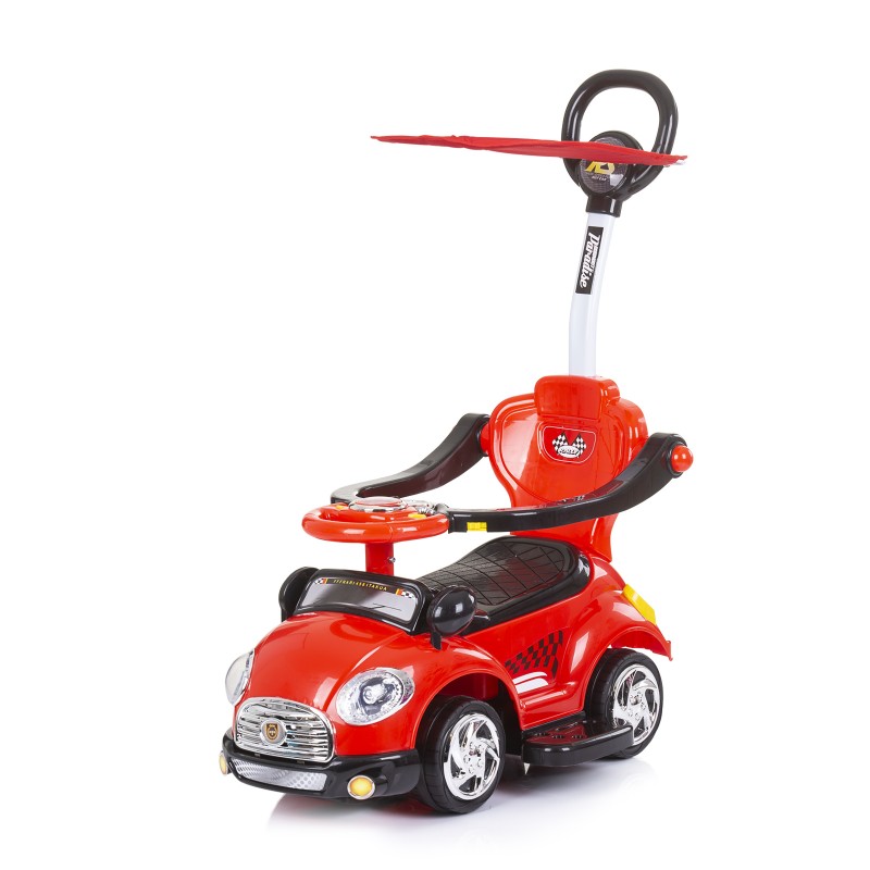 Ride on car with handle and canopy Super Car red