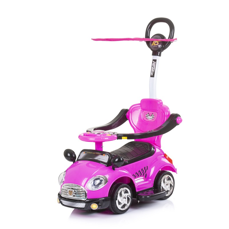 Ride on car with handle and canopy Super Car pink