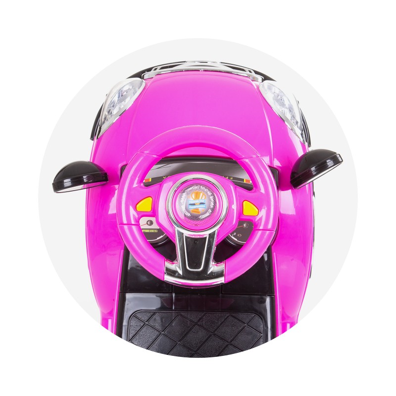 Ride on car with handle and canopy Super Car pink