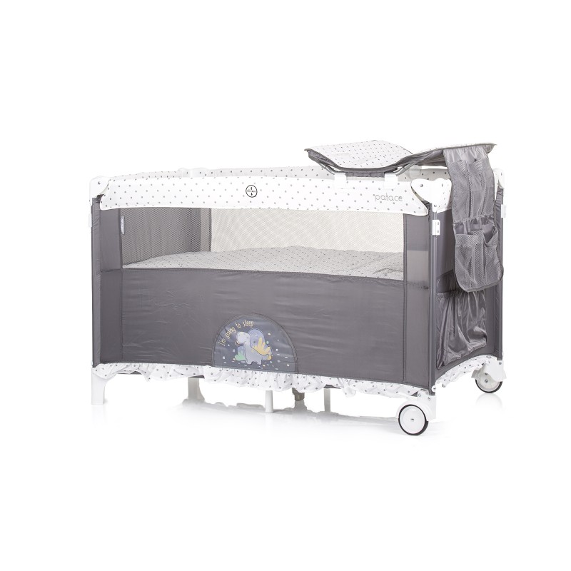 Λίκνο - Παρκοκρέβατο με Πτυσσόμενη Πλευρά - Palace Dino grey