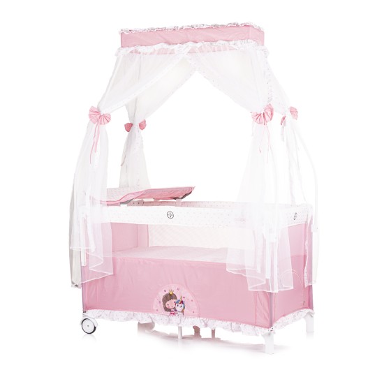 Λίκνο - Παρκοκρέβατο με Πτυσσόμενη Πλευρά - Palace Princess pink