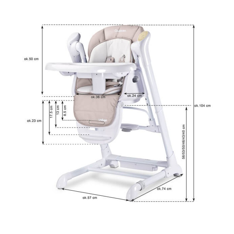 Καρεκλάκι Φαγητού +Ρηλάξ 3 σε 1 -  Indigo Ceretero - Beige