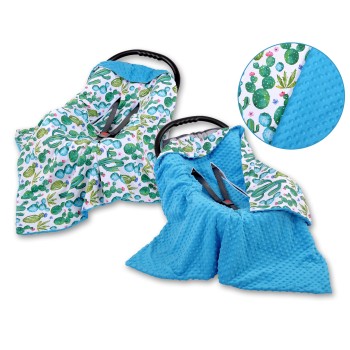Double-sided car seat blanket for babies - cactus