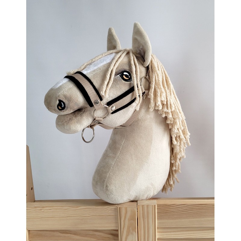 Καπίστρι από Ιμάντα Ρυθμιζόμενο για Hobby Horse A3 - beige με Μαύρη Γούνα