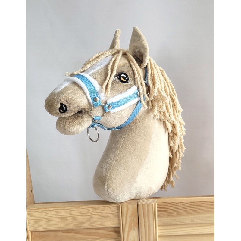 The adjustable halter for Hobby Horse A3 - light blue with white furry