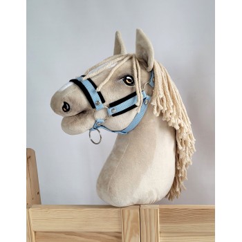 Καπίστρι από Ιμάντα Ρυθμιζόμενο για Hobby Horse A3 - light blue με Μαύρη Γούνα