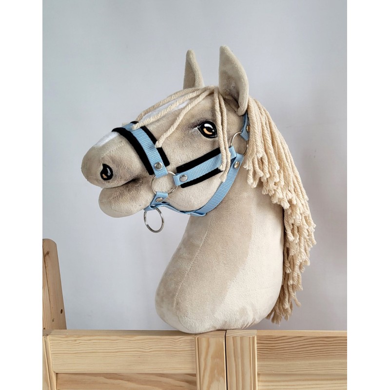 Καπίστρι από Ιμάντα Ρυθμιζόμενο για Hobby Horse A3 - light blue με Μαύρη Γούνα