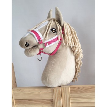 The adjustable halter for Hobby Horse A3 - dark pink with white furry