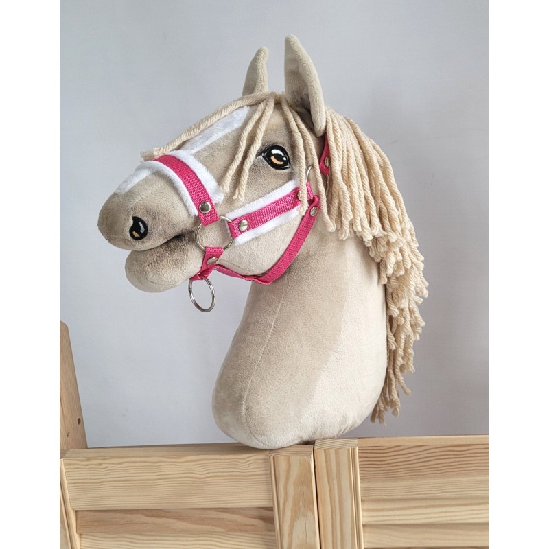 The adjustable halter for Hobby Horse A3 - dark pink with white furry