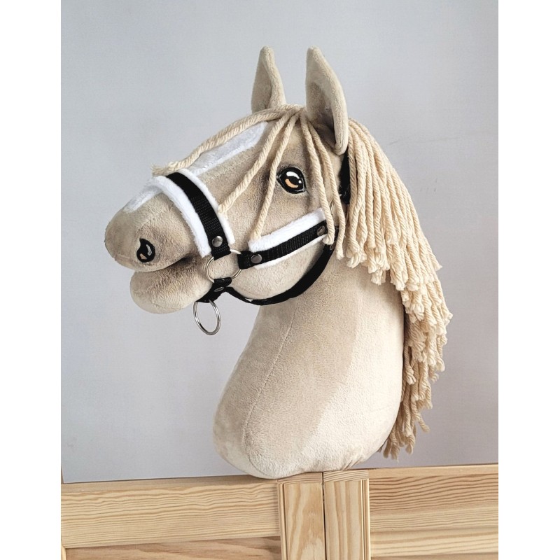 The adjustable halter for Hobby Horse A3 - black with white furry