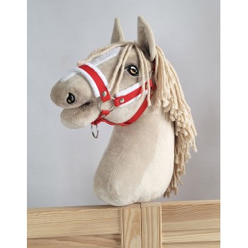 The adjustable halter for Hobby Horse A3 - red with white furry