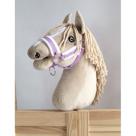 The adjustable halter for Hobby Horse A3 - purple with white furry The adjustable halter for Hobby Horse A3 - purple with white furry
