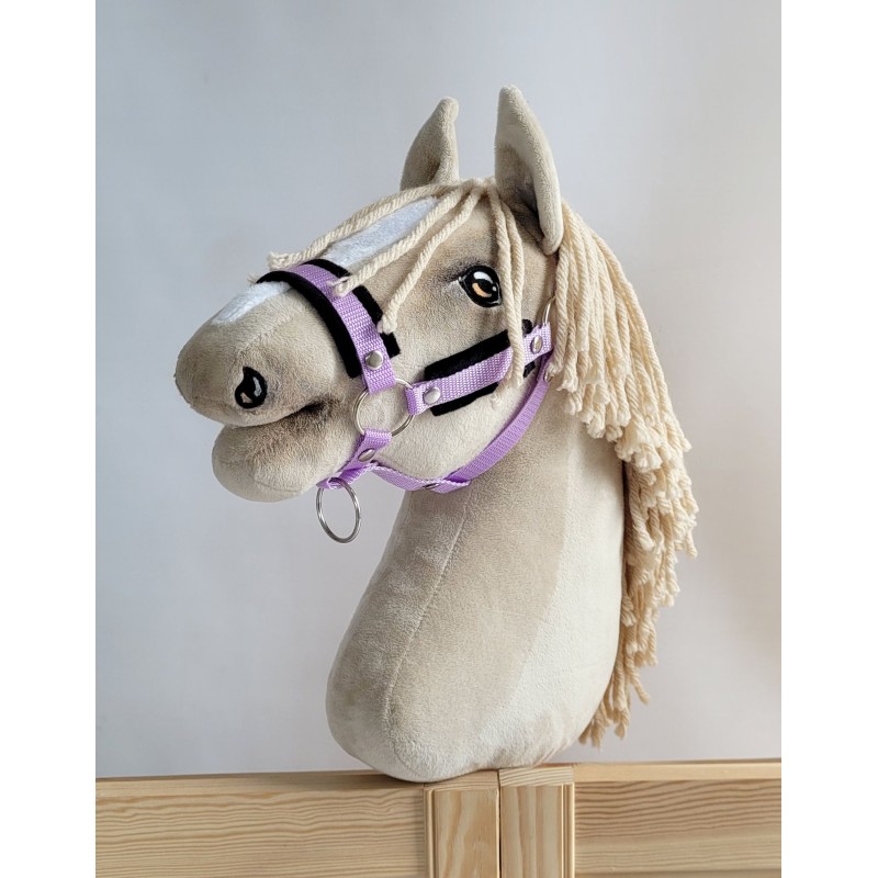 Καπίστρι από Ιμάντα Ρυθμιζόμενο για Hobby Horse A3 - purple με Μαύρη Γούνα