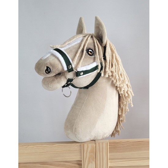 The adjustable halter for Hobby Horse A3 - khaki with white furry The adjustable halter for Hobby Horse A3 - khaki with white furry