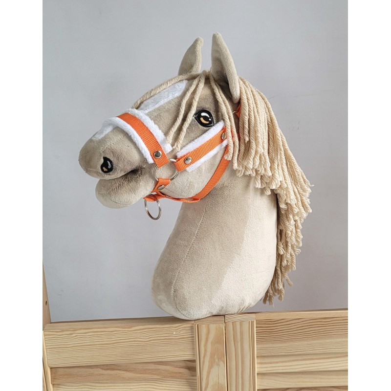 The adjustable halter for Hobby Horse A3 - orange with white furry