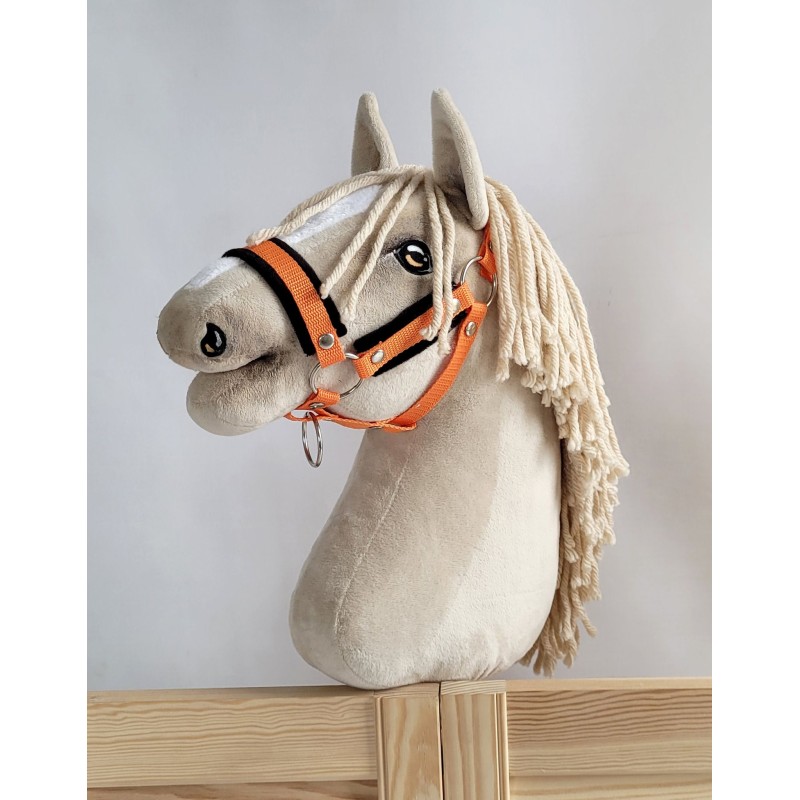 Καπίστρι από Ιμάντα Ρυθμιζόμενο για Hobby Horse A3 - orange  με Μαύρη Γούνα