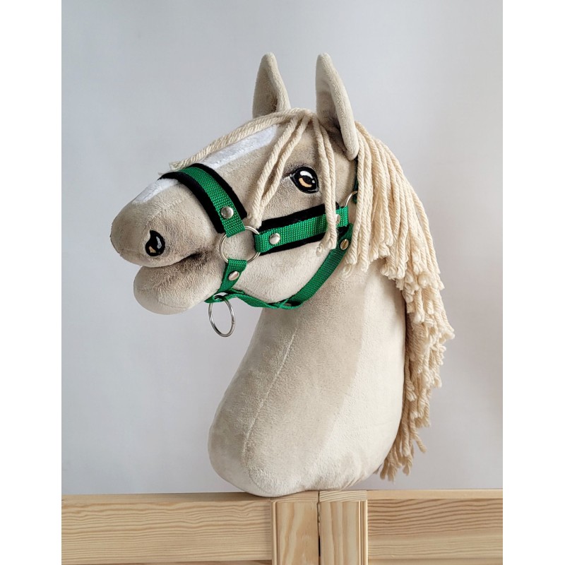 Καπίστρι από Ιμάντα Ρυθμιζόμενο για Hobby Horse A3 - green με Μαύρη Γούνα