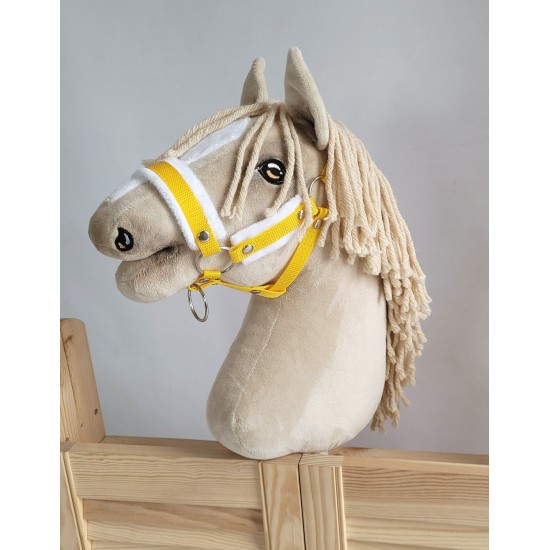 The adjustable halter for Hobby Horse A3 - yellow with white furry