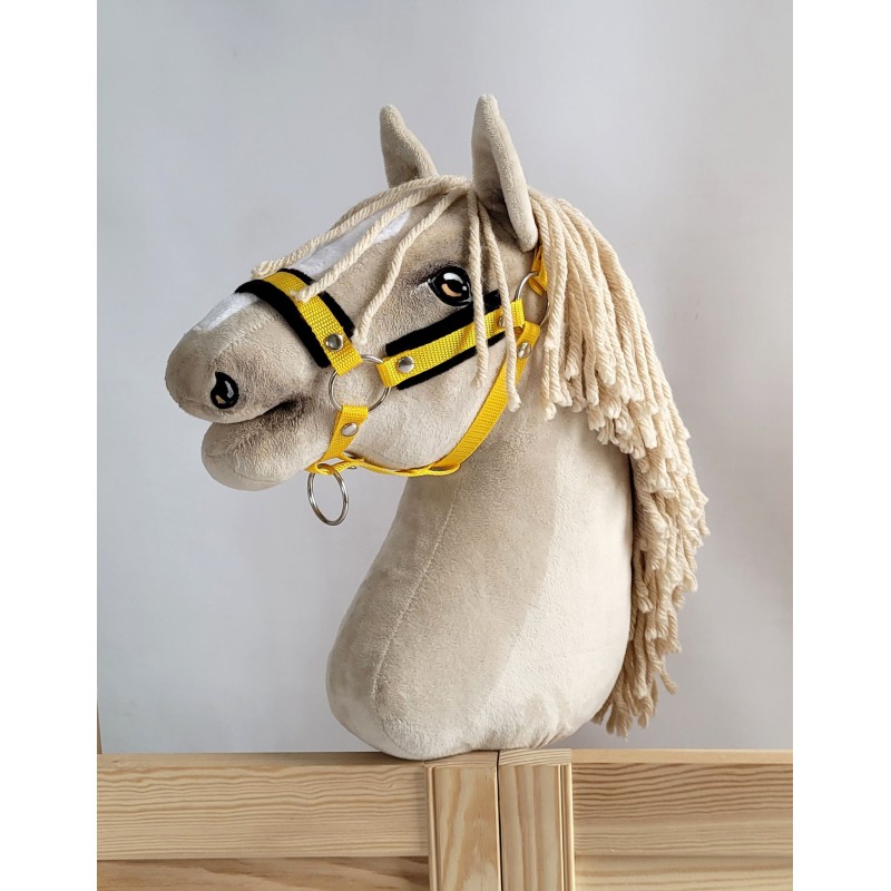 Καπίστρι από Ιμάντα Ρυθμιζόμενο για Hobby Horse A3 - yellow με Μαύρη Γούνα