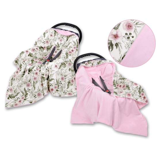 Double-sided car seat blanket - peony flower pink Double-sided car seat blanket - peony flower pink