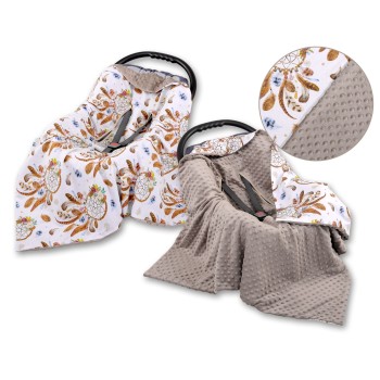 Double-sided car seat blanket for babies - dream catchers white