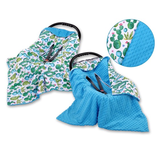 Double-sided car seat blanket for babies - cactus