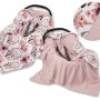 Double-sided car seat blanket - flower dream catchers/pastel pink