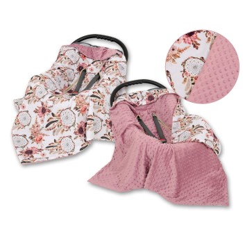 Double-sided car seat blanket - flower dream catchers/pastel violet