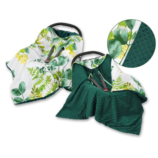 Double-sided car seat blanket for babies- eucalyptus/green