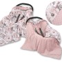 Double-sided car seat blanket - sepia roses/pastel pink