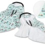 Double-sided car seat blanket - mint rabbits/white