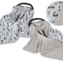 Double-sided car seat blanket - grey rabbits/grey