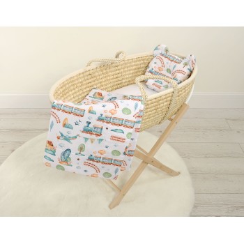 Duvet with pillow Teddy - 2pcs set - turquoise train