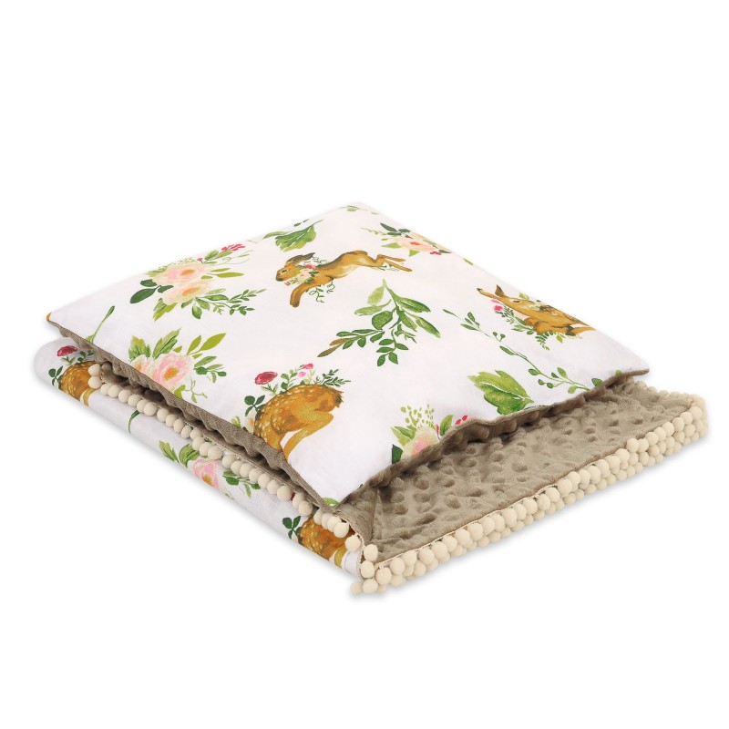 Set: Double-sided blanket minky + pillow-  In the forest