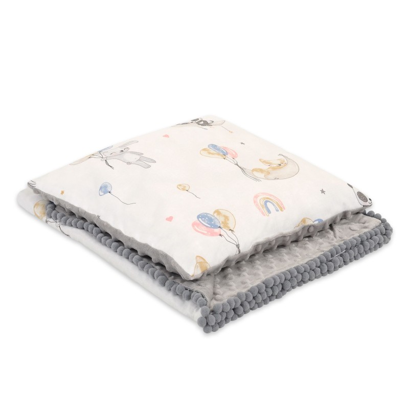 Set: Double-sided blanket minky + pillow- Balloons 2