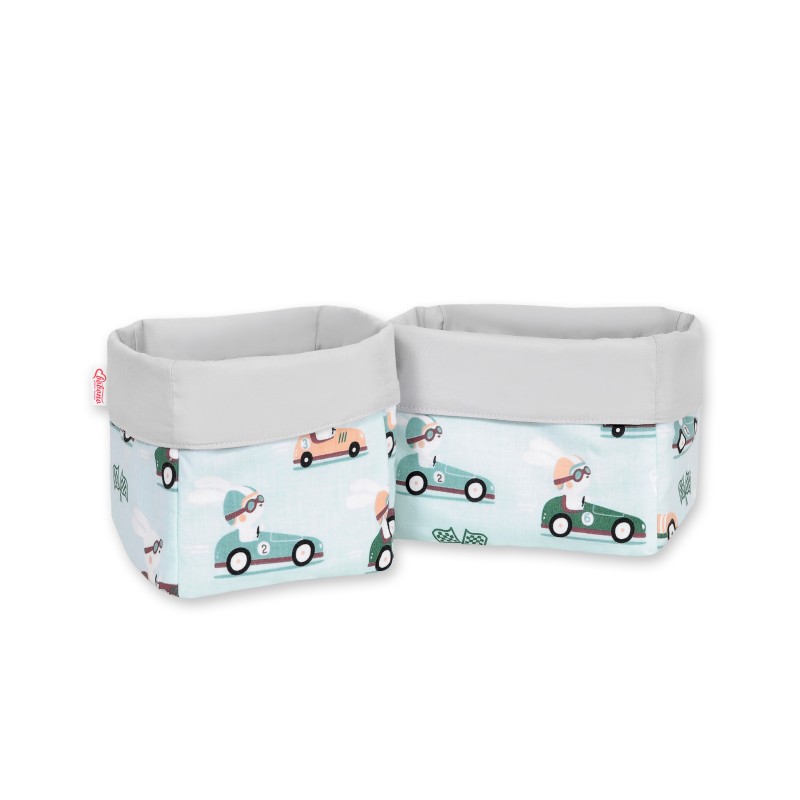 Set of 2 storage baskets - mint rabbits