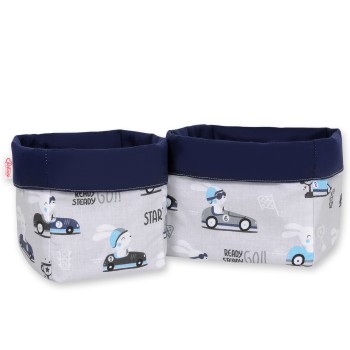 Set of 2 storage baskets - gray rabbits