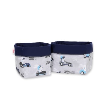 Set of 2 storage baskets - gray rabbits