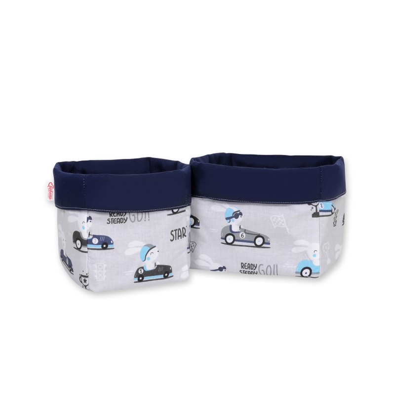 Set of 2 storage baskets - gray rabbits