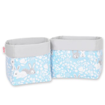 Set of 2 storage baskets - blue rabbits