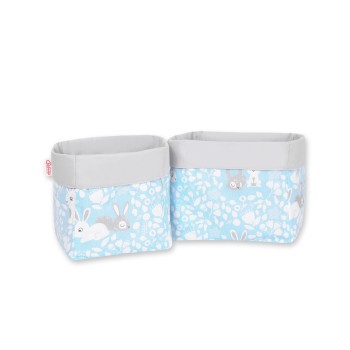 Set of 2 storage baskets - blue rabbits