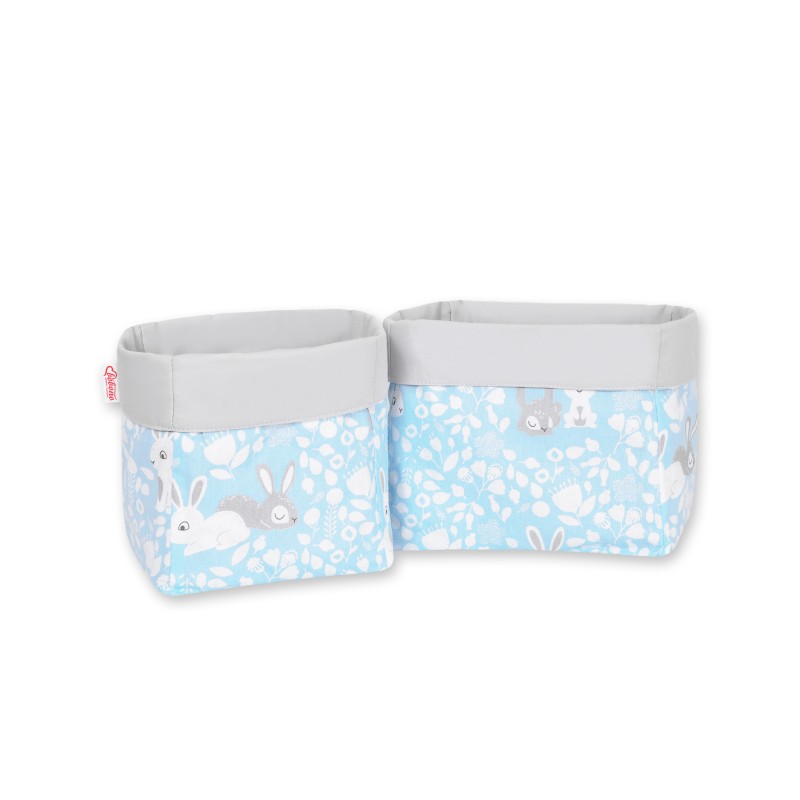 Set of 2 storage baskets - blue rabbits