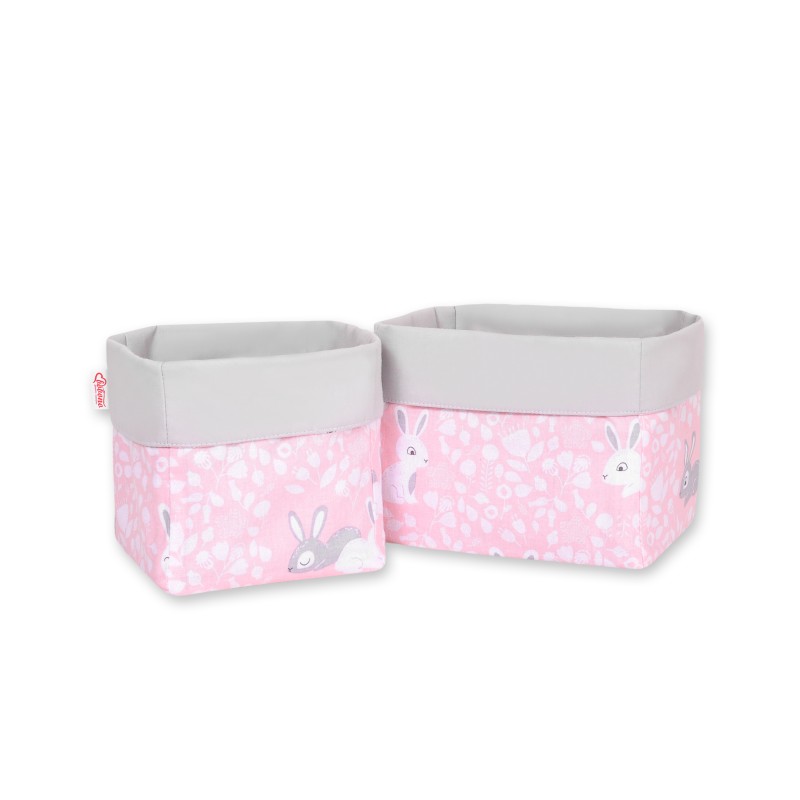 Set of 2 storage baskets - pink rabbits