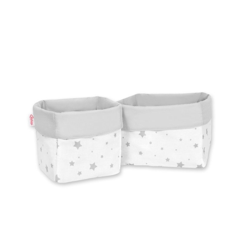 Set of 2 storage baskets - mini gray stars