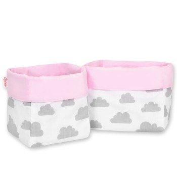 Set of 2 storage baskets - clouds gray/pink