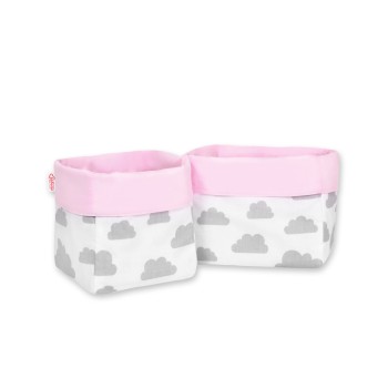 Set of 2 storage baskets - clouds gray/pink