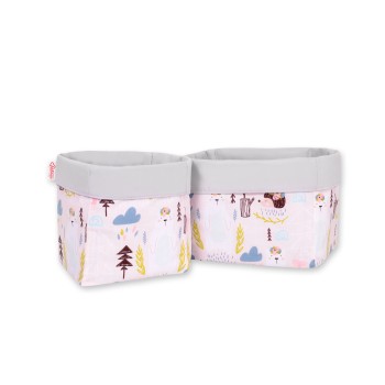 Set of 2 storage baskets - pink hedgehogs