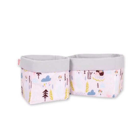 Set of 2 storage baskets - pink hedgehogs Set of 2 storage baskets - pink hedgehogs